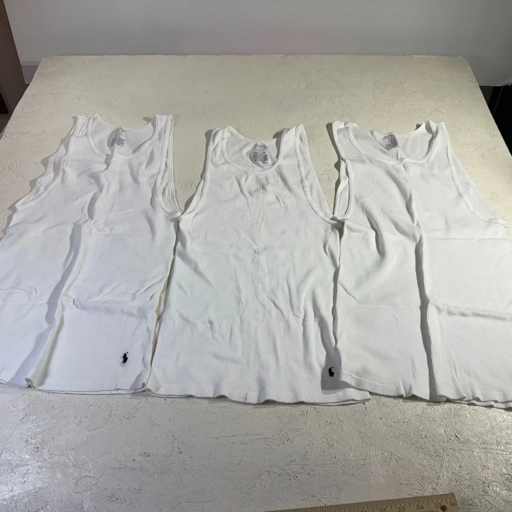 Polo Ralph Lauren Cotton Ribbed Tank Undershirts XL White 3 Pack